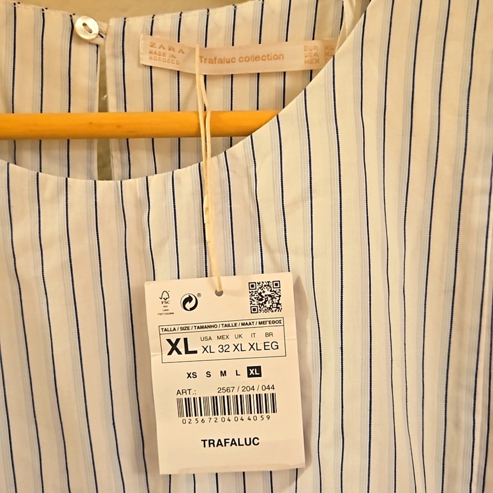 Zara striped two tone peplum ribbon top - Picture 5 of 5